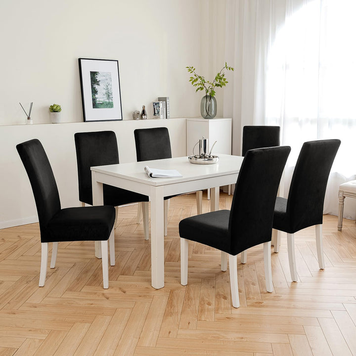 MIULEE Stuhlhussen 4er Set Stuhlhusse Samt Stretch Elastischer Stuhlbezug Abnehmbarer Waschbarer Stu
