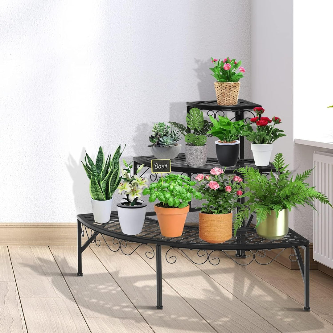 RELAX4LIFE Blumentreppe 3-stufig, Blumenregal aus Metall, Blumenständer mit 3 Ebenen, Pflanzenstände