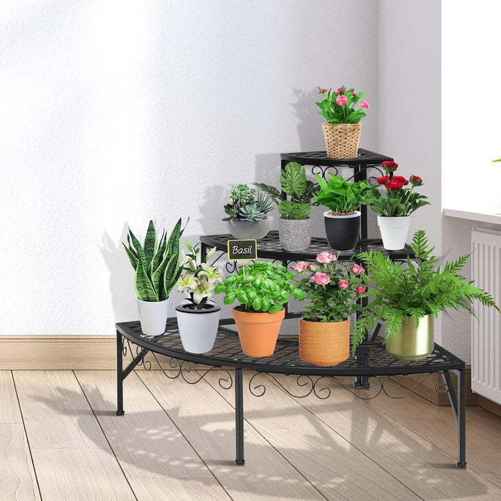 RELAX4LIFE Blumentreppe 3-stufig, Blumenregal aus Metall, Blumenständer mit 3 Ebenen, Pflanzenstände
