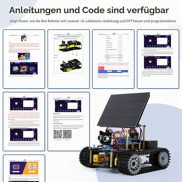 Roboterbausatz, Robotik für Kinder im Alter von 8–12 12–16+ Jahren, 4-in-1-ESP32-Smart-Tank-Solarrob