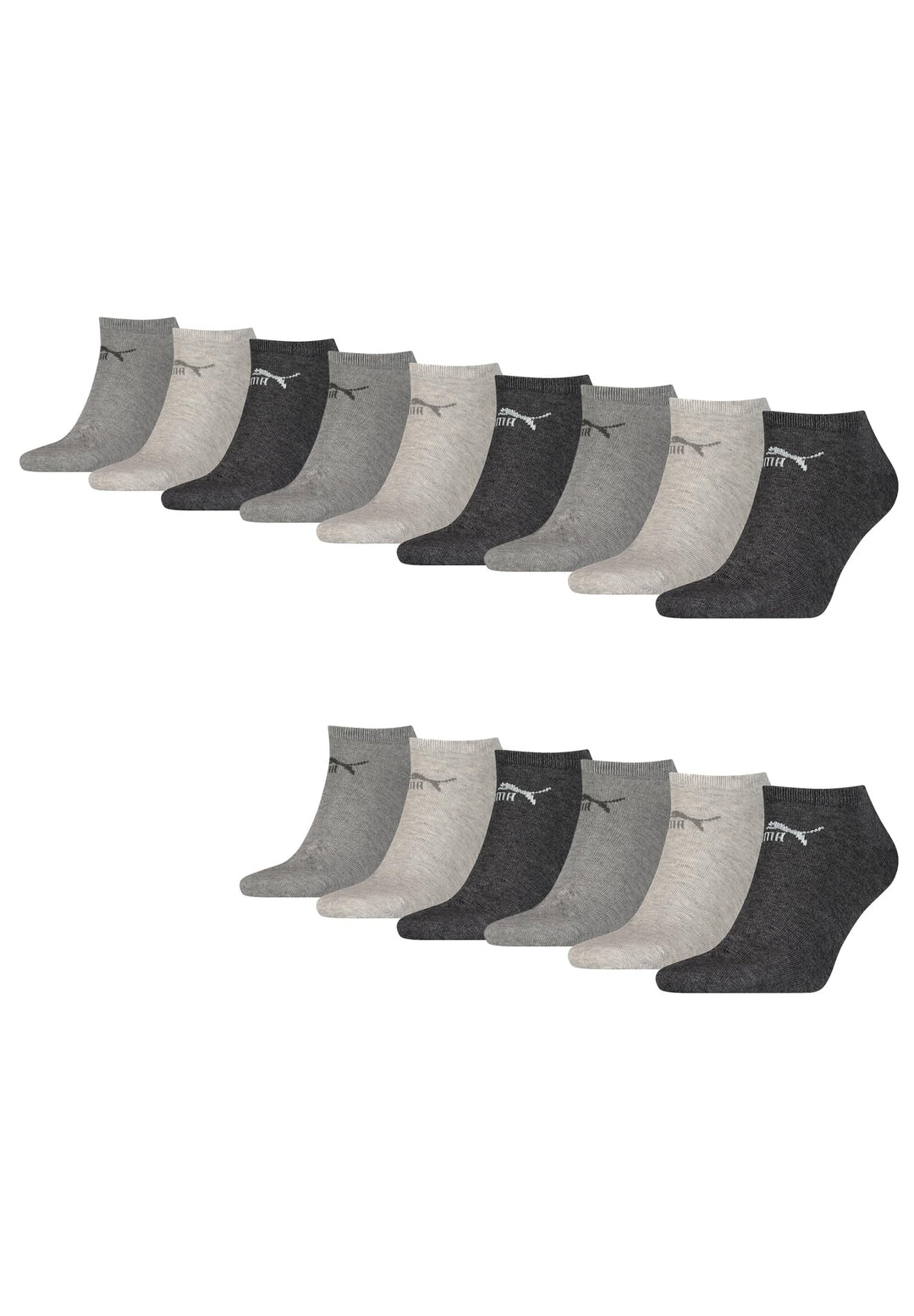 PUMA Unisex Sneaker Socken im Retro Design knöchelhoch für Damen Herren 15er Pack 35-38 800 - anthra