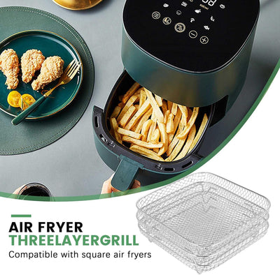 Pyatofyy Airfryer Rack, Square Dreischichtiges Luftfritteusen-dörrgestell, Heissluftfritteuse Airfry