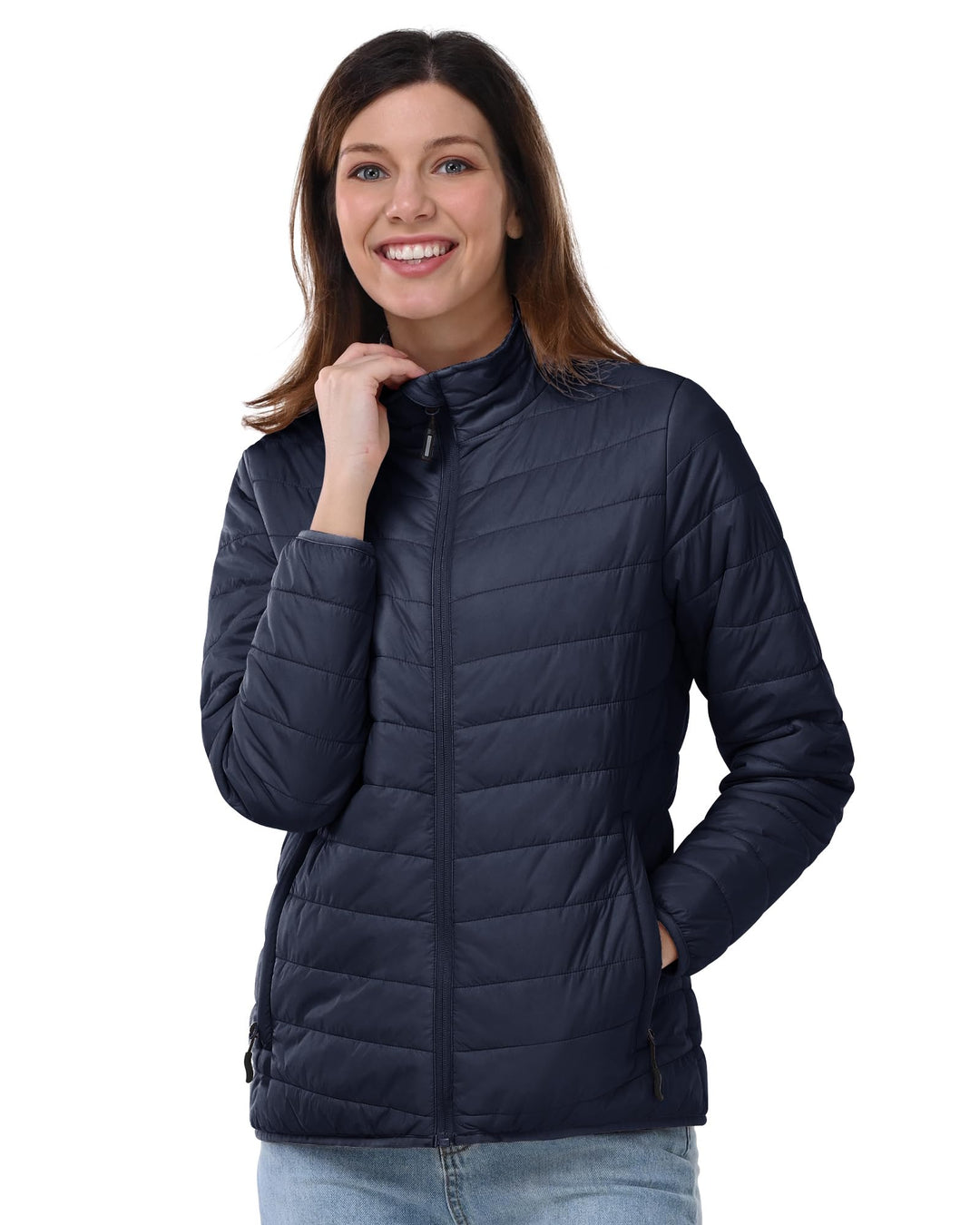 Outdoor Ventures Damen Steppjacke Leichte Warme Packbare Übergangsjacke Puffer Jacke für Frauen Gefü