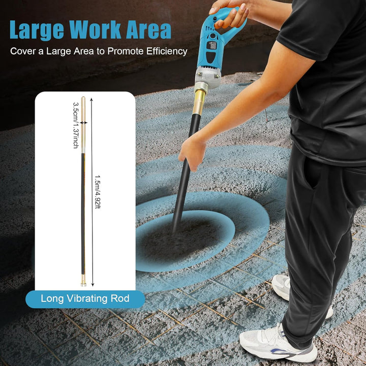 Elektrischer Betonrüttler, 1300W Innenrüttler mit 1.5m Vibration Rod, Beton Rüttelflasche, Rührwelle