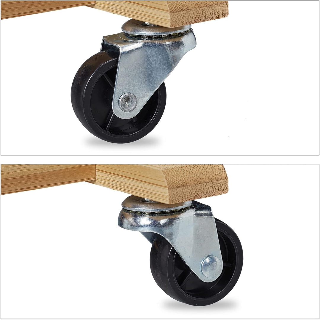 Relaxdays Herrendiener auf Rollen, Stummer Diener aus Bambus, Kleiderablage Schlafzimmer, HBT: 107 x