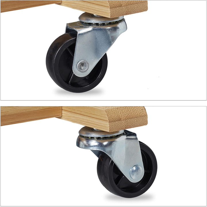 Relaxdays Herrendiener auf Rollen, Stummer Diener aus Bambus, Kleiderablage Schlafzimmer, HBT: 107 x