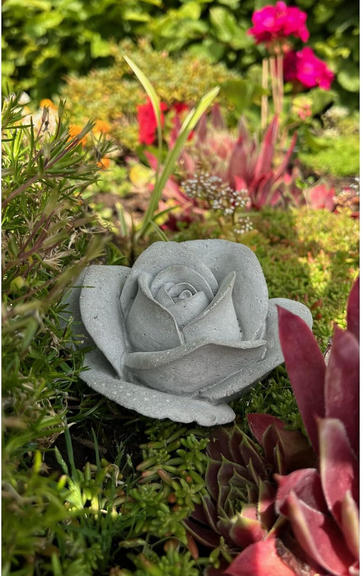 ZGM Betonfigur Rose ROSA - handgefertigte Dekoration für Garten und Haus