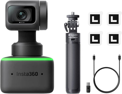 Insta360 Link Stativ-Kit PTZ 4K Webcam mit 1/2"-Sensor, KI-Tracking, Gestensteuerung, HDR, Mikrofone