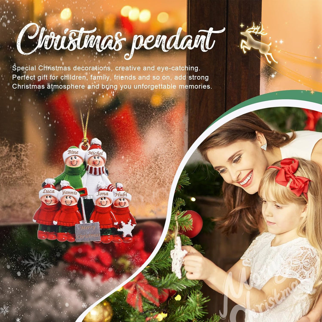 lorajewel Personalisierte Weihnachtsschmuck Anhänger mit 2/3/4/5/6/7/8 Familiennamen Weihnachtsbaum