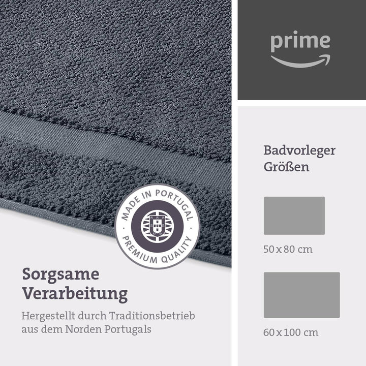 herzbach home Badvorleger Set 100% Baumwolle | Duschvorleger | 1.000 g/m² | Saugfähig | Waschbar (An