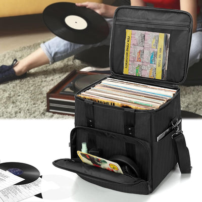 Trunab Rucksack Tasche Schallplatten, Wasserdichtes Nylon Tasche für Vinyl Record LPs Aufbewahrungsb