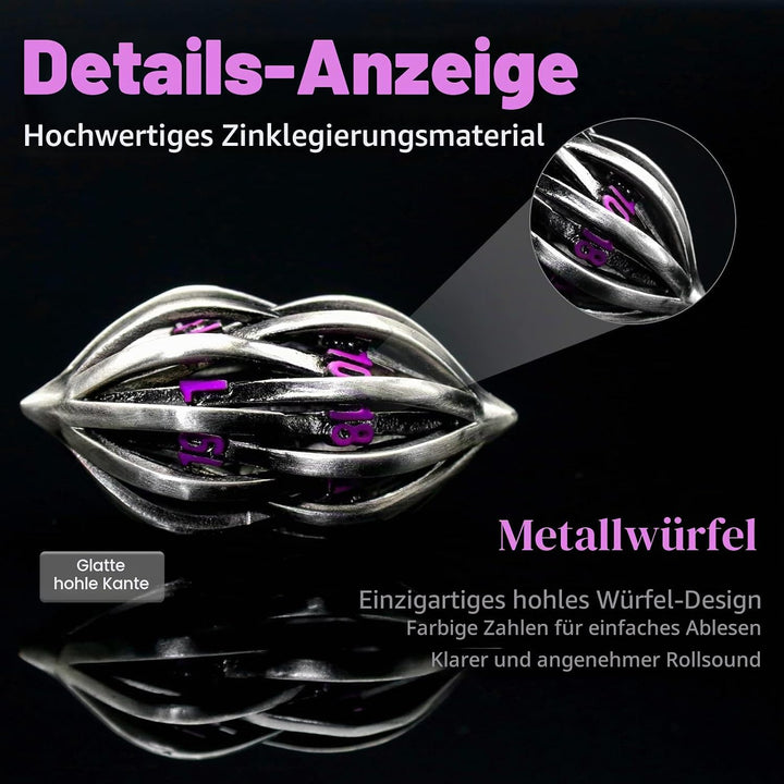 Würfelset Dungeons and Dragons Würfel, DND Würfel 7 teilig, ZHOORQI Polyedrische Würfel Set D&amp;D Würf