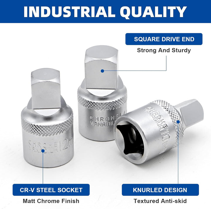 DAKCOS 1/2" Öldienst-Schlüsselsatz Öldienstschlüssel, CR-V, Profil: Vierkant(8-10-12-14-3/8"-1/2") 1