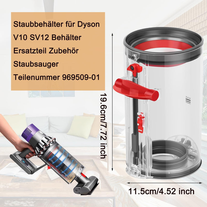 Fictezlove Ersatzteile Staubbehälter für Dyson V10 SV12 Behälter Zubehör Staubsauger, Mülleimer Stau