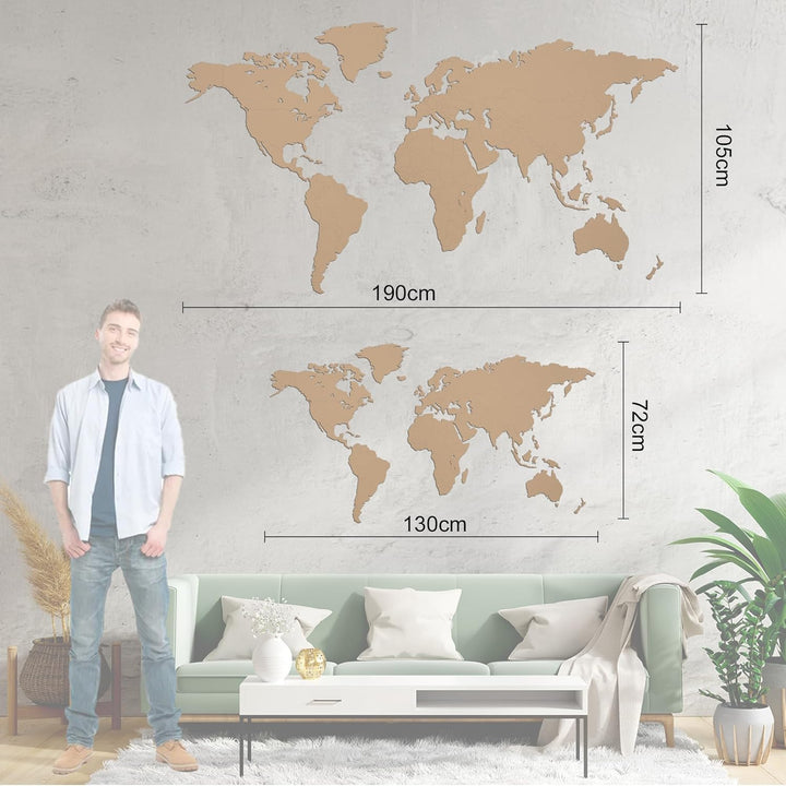 Giallobus - Weltkarte - HOLZDEKORATION VON MDF Farbe Havanna - 190X105 cm 190x105cm Havanna Mdf, 190