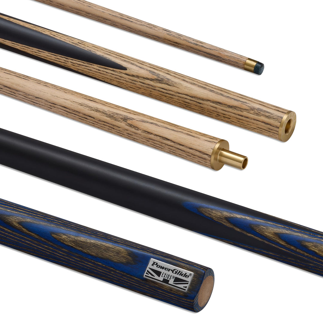 POWERGLIDE EXIOS Ash Snooker-Queue, 50/50, mit Gelenk, Escheschaft, handgespleisster Hintern, 540 g,