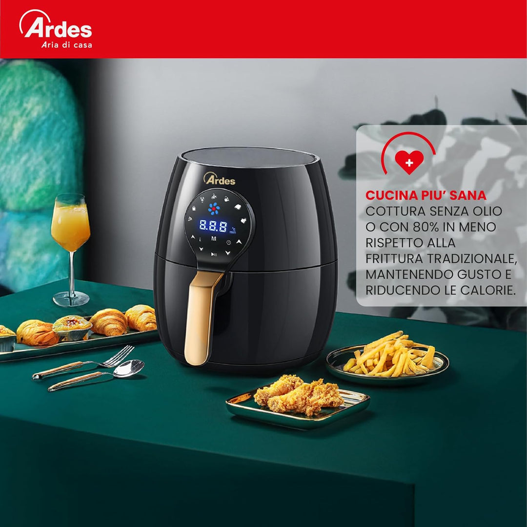 ARDES - Heissluftfritteuse 5 Liter Fassungsvermögen Air Fryer Maxi mit Digitalanzeige und 60-Minuten