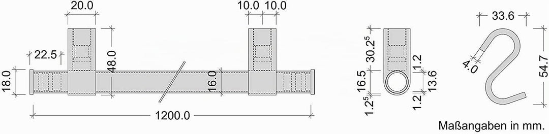 Gedotec Design Küchenreling Wand-Relingsystem Küche | Schwarz matt | Reling-Set Länge: 1200 mm | Rel