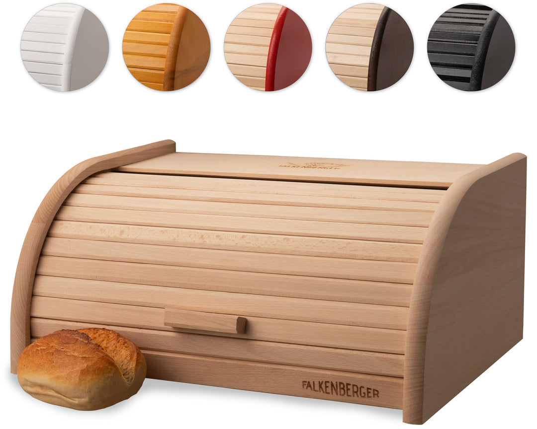 Brotkasten aus Buchenholz ca. 38x28x18cm XL Rollbrotkasten traditionell Brotbox mit Roll-Deckel Hand
