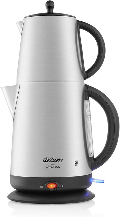 Arzum AR3072 Caycı Teekocher, Türkische Teekanne, Eco INOX Teamashinen, Edelstahl, 1,7 Liter – Schwa