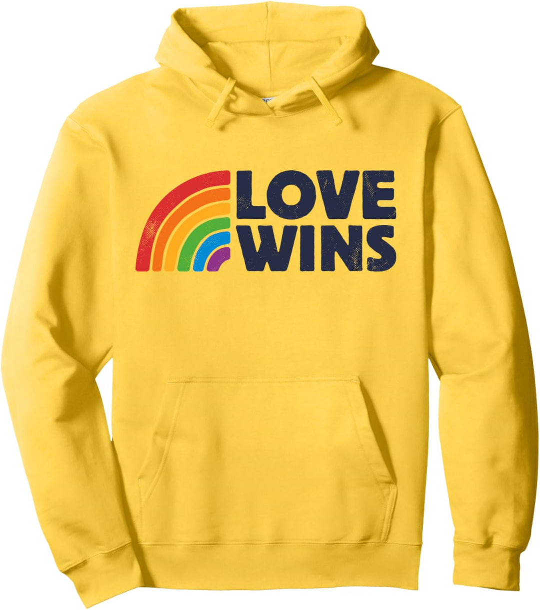 LGBTQ Love Wins Gay Pride LGBT Ally Rainbow Flag Vintage Pullover Hoodie