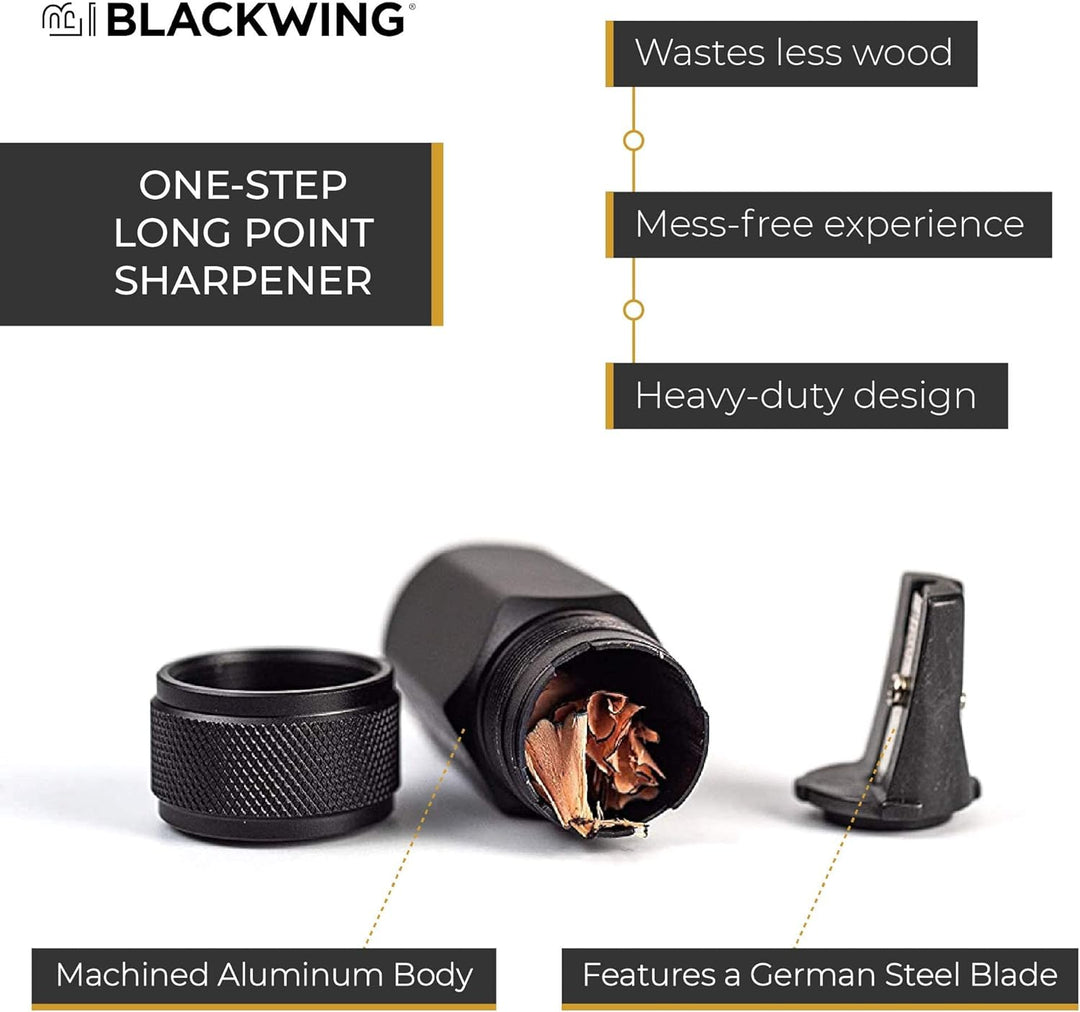 Blackwing One-Step Long Point Spitzer Bleistift Anspitzer einstufig schwarz aus Metall