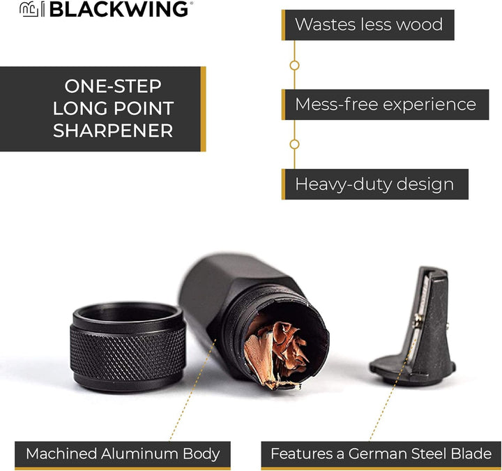 Blackwing One-Step Long Point Spitzer Bleistift Anspitzer einstufig schwarz aus Metall