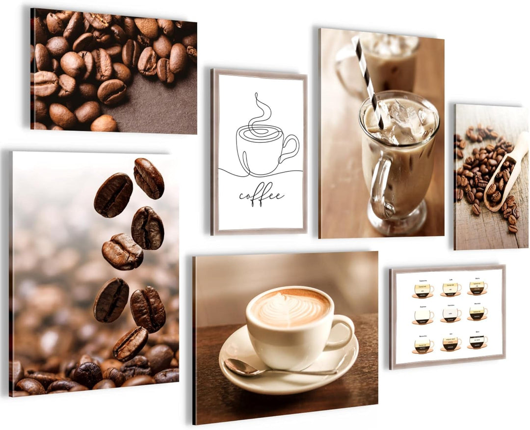 Novart Wandbilder Kaffee Küche - KOMPLETT AUFHÄNGFERTIG - Coffee Esszimmer Küchenbilder- 7 Moderne M