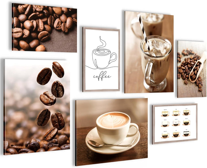 Novart Wandbilder Kaffee Küche - KOMPLETT AUFHÄNGFERTIG - Coffee Esszimmer Küchenbilder- 7 Moderne M