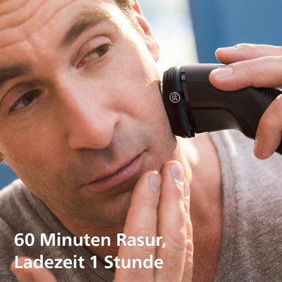 Philips Shaver Series 3000 - Elektrischer Nass- und Trockenrasierer für Herren mit ausklappbarem Tri