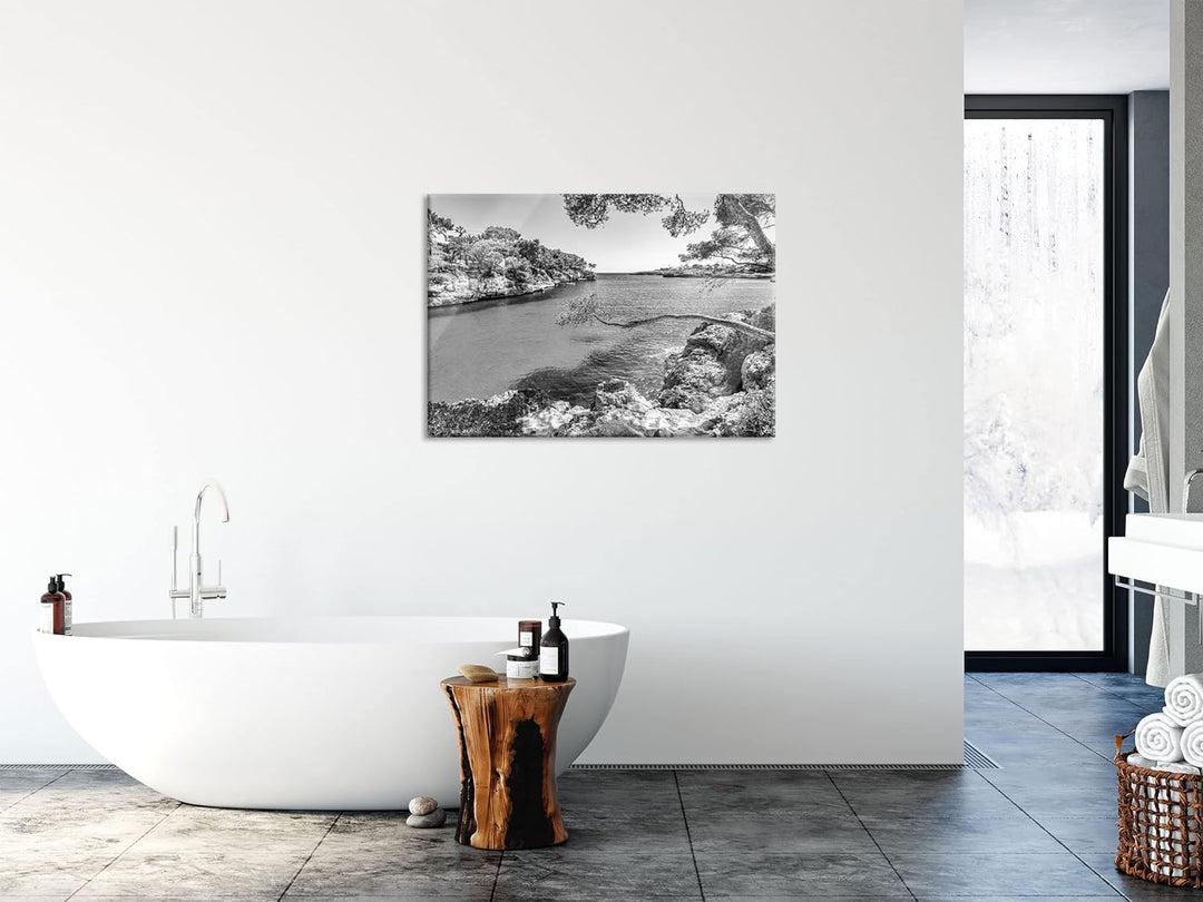 Pixxprint Glasbild | Wandbild aus Echtglas | Mallorca Bay Cove | 60x40 cm | inkl. Aufhängung und Abs