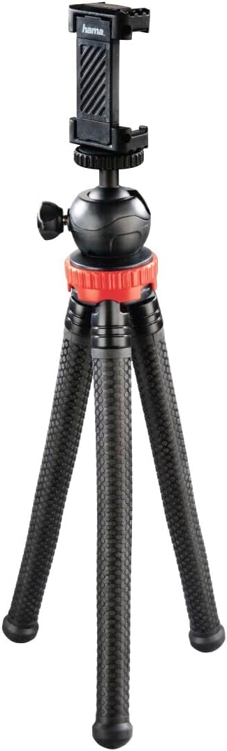 Hama Stativ Flexpro (für Smartphone, GoPro und Kameras, mit Gelenkfüssen, Höhe 27 cm) schwarz/rot sc