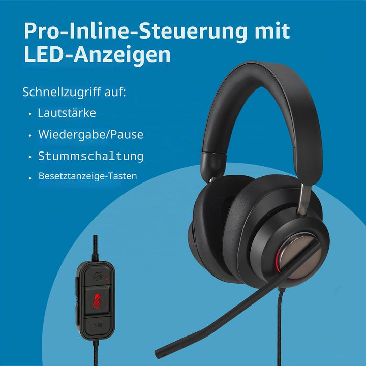 Kensington H2000 Over-Ear USB-C Kopfhörer mit Mikrofon, Windows- und Mac-kompatibel, Noice Cancellin