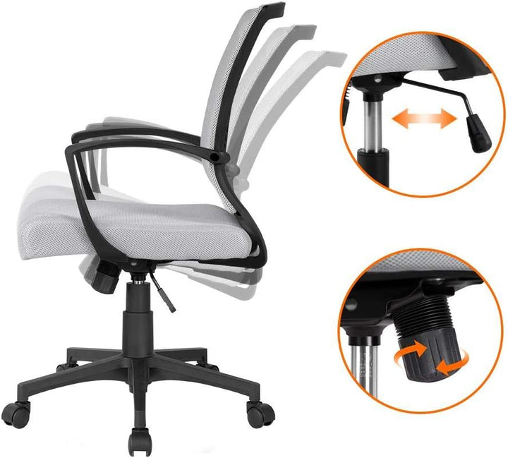 Yaheetech Bürostuhl Ergonomisch, Schreibtischstuhl mit Netzbespannung, Arbeitsstuhl mit Armlehnen, C