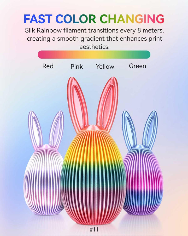 JAYO Silky Rainbow PLA+ Filament 1.75mm Regenbogen #11, 1.1kg/Spule(2.43lbs), Gradient Changing Glei