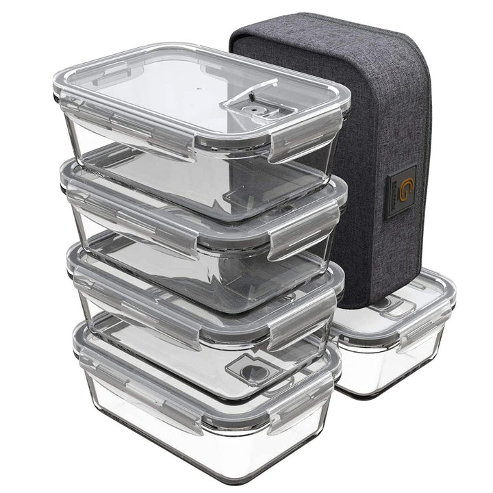 GENICOOK Lunchbox Bento Brotdose mit Lunchtasche/Brotzeitdose Frischhaltedosen Glas perfekt für Meal