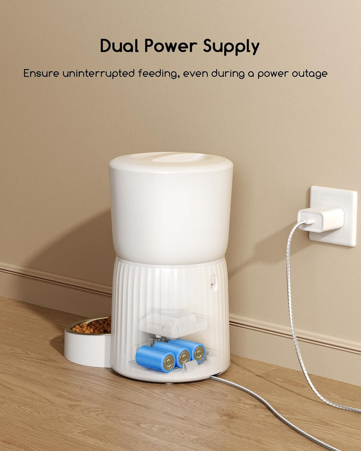 Faroro 4L Futterautomat Katze & Hund, Katzenfutter Automat mit Timer, Katzennapf aus Edelstahl & Dre