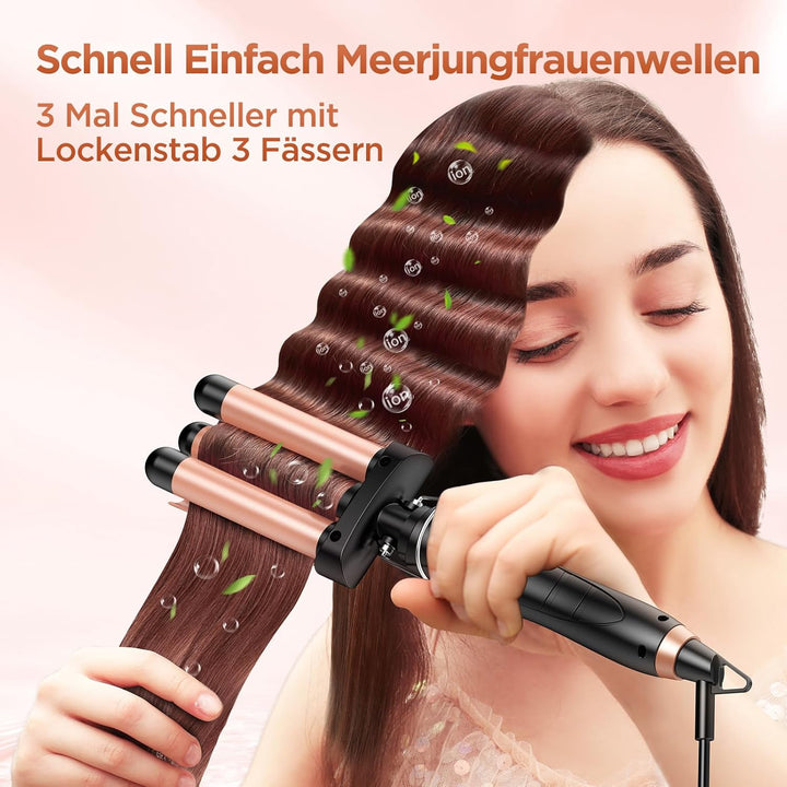 BESTOPE MIX Welleneisen Set 5 in 1, Lockenstab mit Verschiedenen Aufsätzen Einstellbare Temperatur K