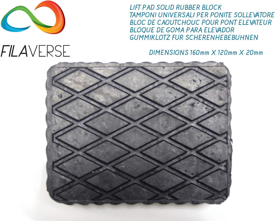 Gummiauflage 160x120x20mm - KIT mit 4 gummiklotz für Kfz Hebebühnen. Abmessungen des Gummiklotzes E1