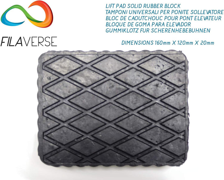 Gummiauflage 160x120x20mm - KIT mit 4 gummiklotz für Kfz Hebebühnen. Abmessungen des Gummiklotzes E1