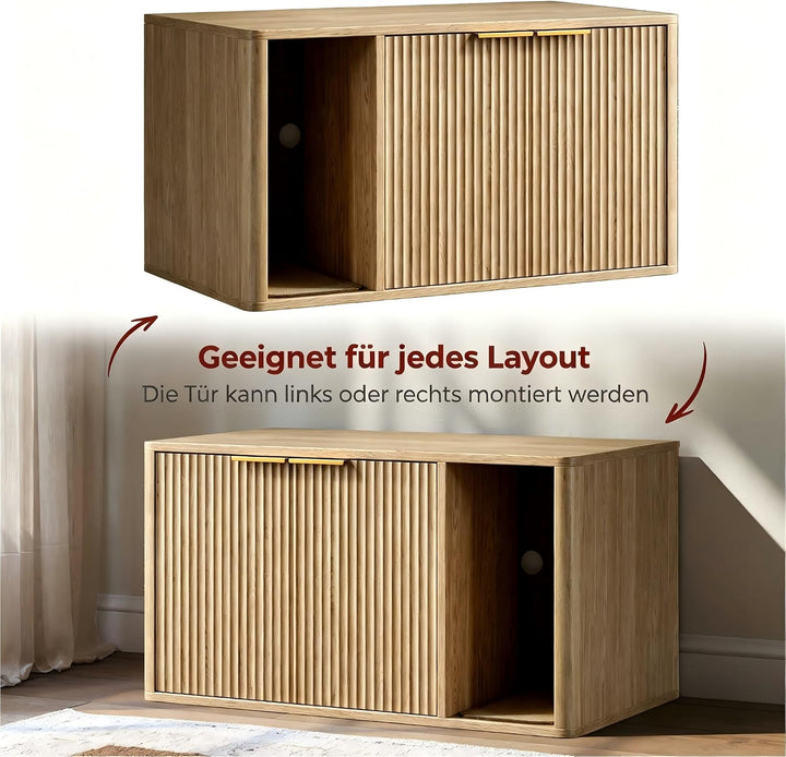 Katzenklo Schrank 90x50x50 cm, Katzenschrank für Katzentoilette aus Holz mit Kratzmatte, Verstecktes
