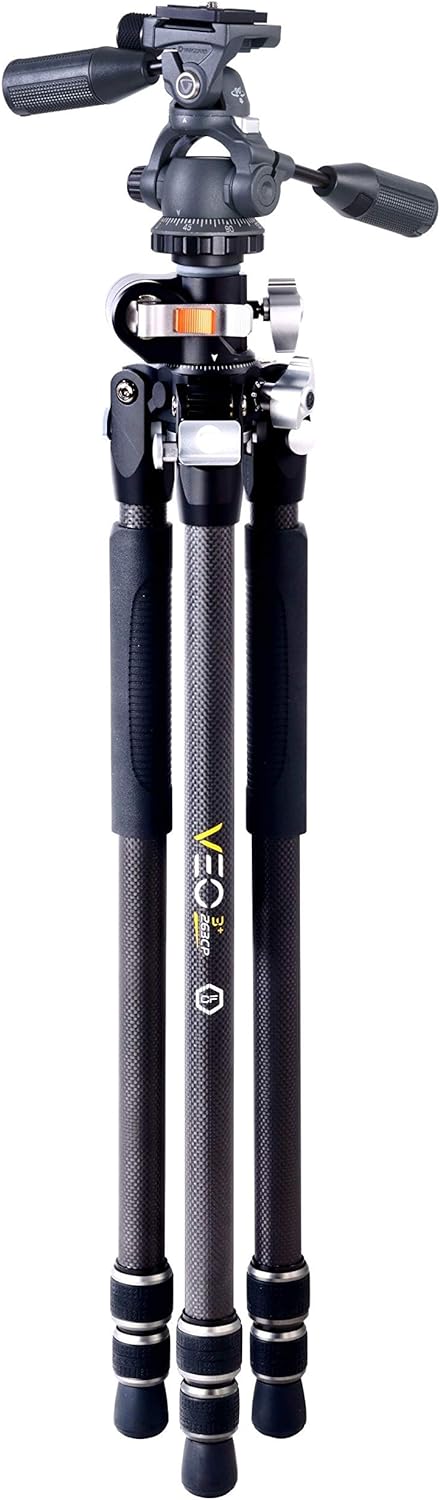 Vanguard VEO 3+ 263CP 263CP Vielseitiges Carbon Stativ - 3-Wege-Panhead, Schwarz