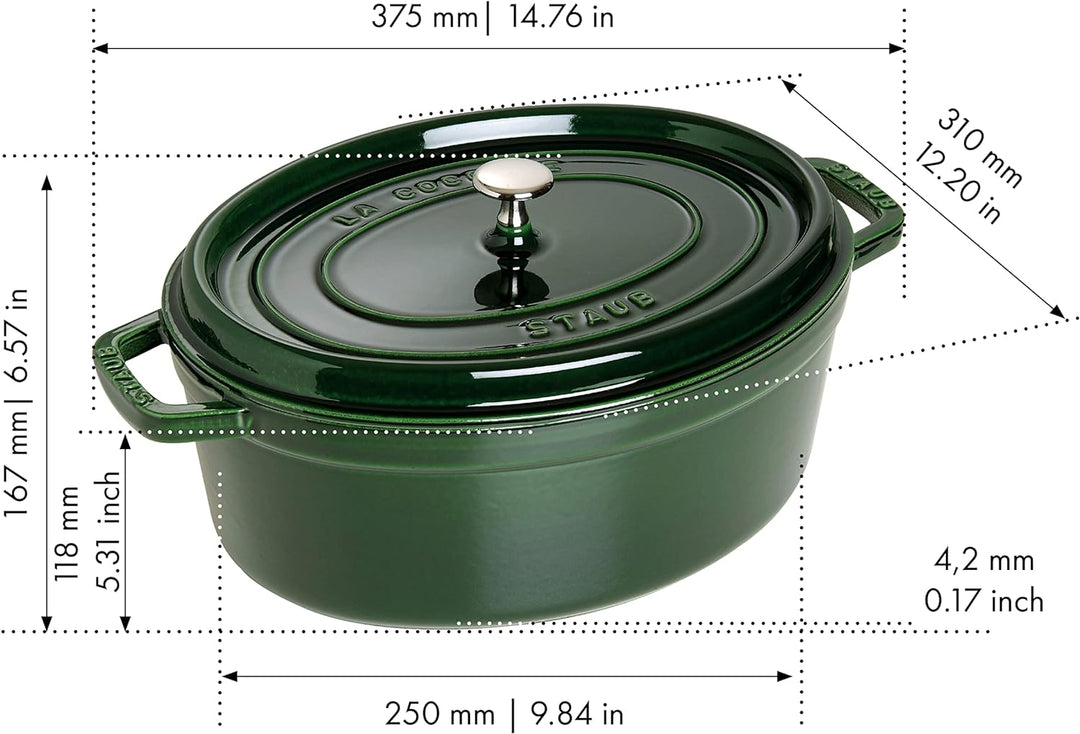 STAUB Gusseisen Bräter/Cocotte, Oval 31 cm, 5,5 L, Basilikum/Grün 31 cm