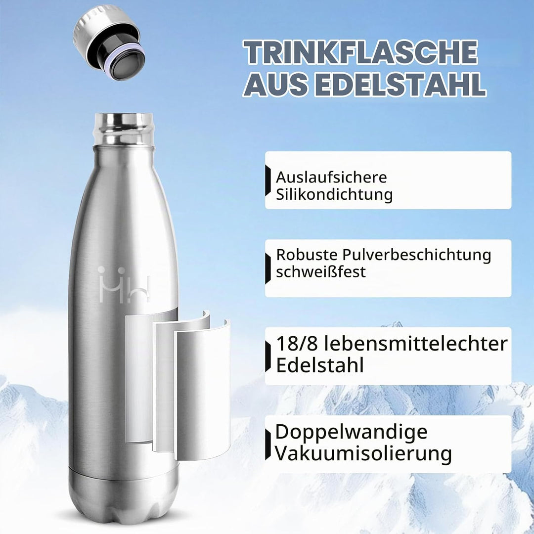 HoneyHolly Trinkflasche Edelstahl - 750ml - Thermosflasche, BPA-Frei, Wasserflasche Sport - Auslaufs