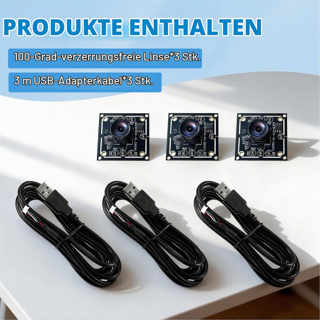 OV9732 Kameramodul mit 100° Weitwinkel, 1280x720p 30fps, USB, 3m Kabel, kompatibel mit Autodarts Kam