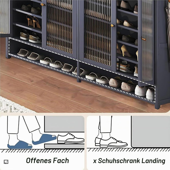 Generisch Schuhschrank Holz mit Korbgeflecht-Türen Moderner Bambus Schuhschränke Schuhschrank Schmal