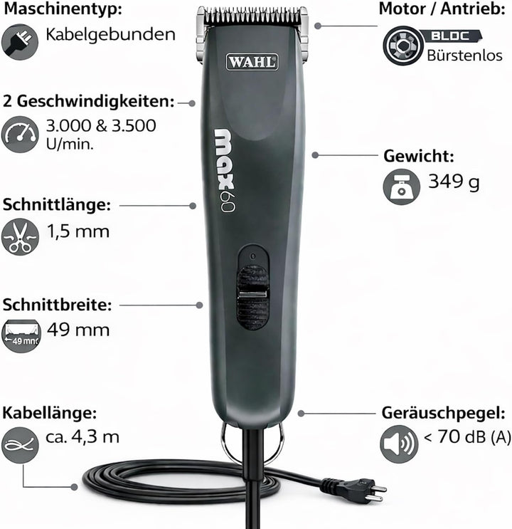 Rotschopf24 Edition: Profi Tierschermaschine. 8 Aufsteckkämme + Tasche. 40084