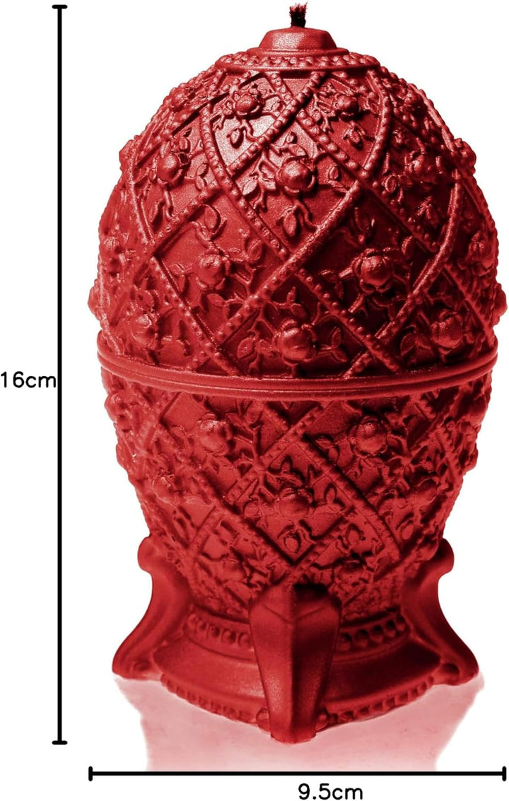 Candellana Kerze Mittleres Faberge-Ei Low Poly, Höhe: 16 cm, Handgemacht in der EU (Red), Red