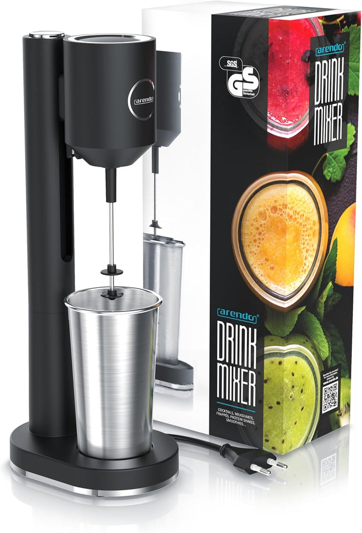 Arendo - Eiweiss Shaker - Protein Mixer - Milchshake Mixer - elektrischer Standmixer - 500 ml Edelst