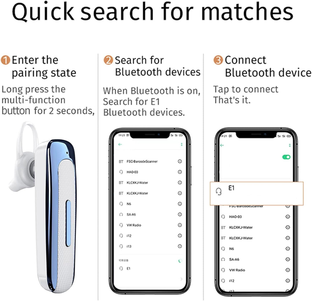 Drahtloses Bluetooth-Headset, E1 Bluetooth-Kopfhörer Freisprecheinrichtung für Business-Headset Drah